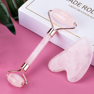 Ferramenta de Massagem facial de quartzo rosa FaceRoller