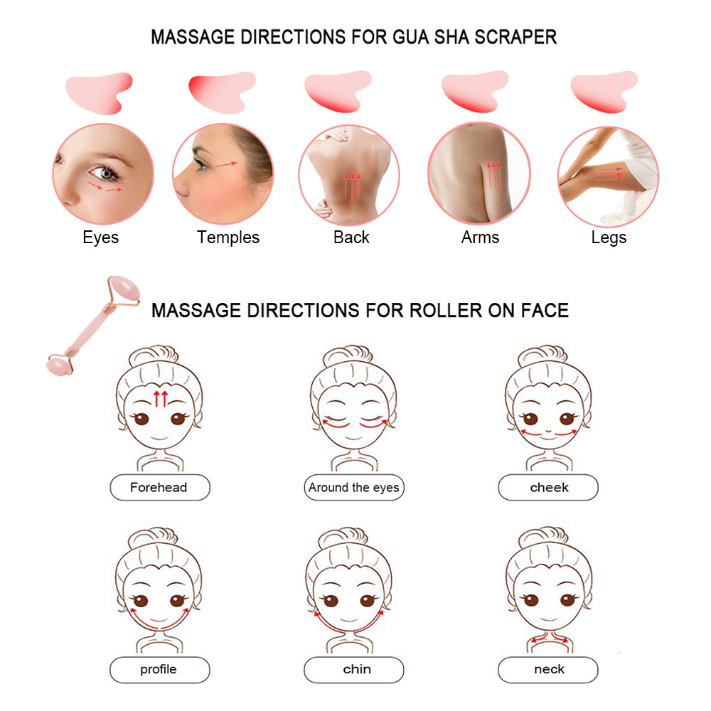 Ferramenta de Massagem facial de quartzo rosa FaceRoller - Imagem 2